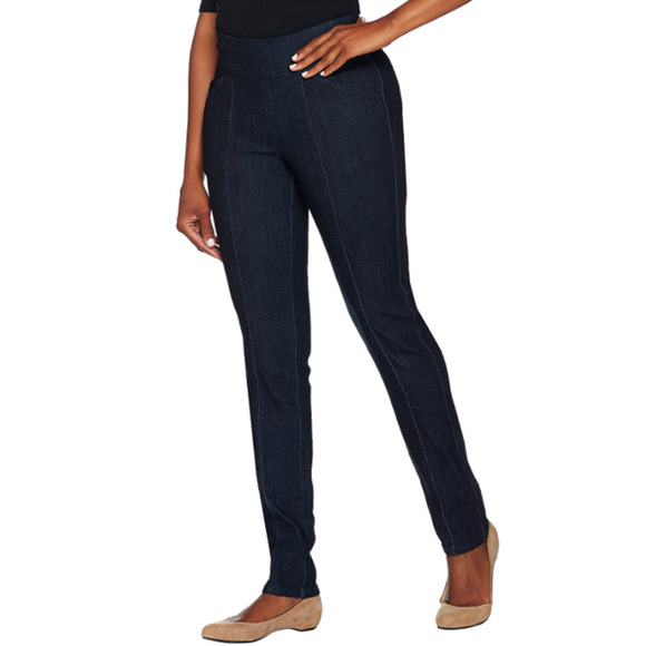 Denim & Co. Perfect Denim Smooth Waist Straight Leg Jeans Indigo - Tall - Picture 1 of 3